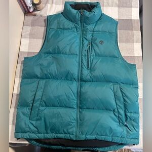 Timberland Green Teal Feather Down Vest Nylon Puffer Men’s L
